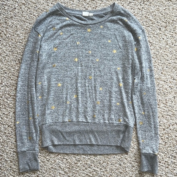 GAP Heather Gray Pullover with Gold Star Accents - Picture 1 of 4